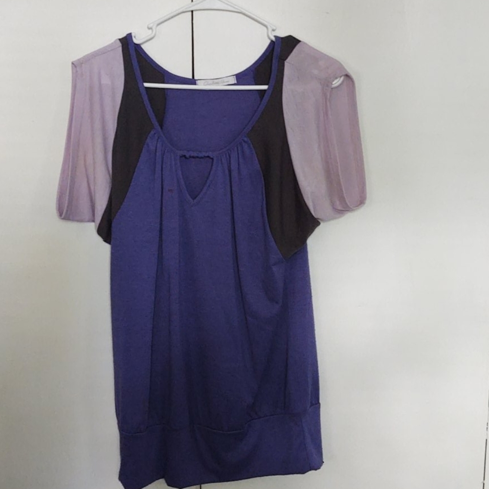 Purple shirt sleeve shirt